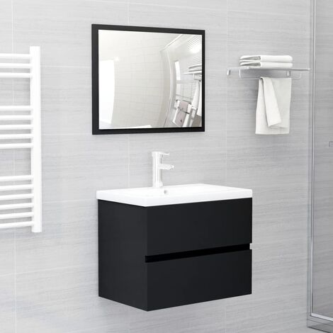 Royalton 2 Piece Bathroom Furniture Set Black Engineered Wood