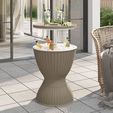 Grey rattan online drinks cooler table