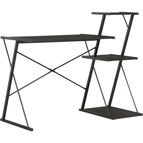 Black desk with shelves