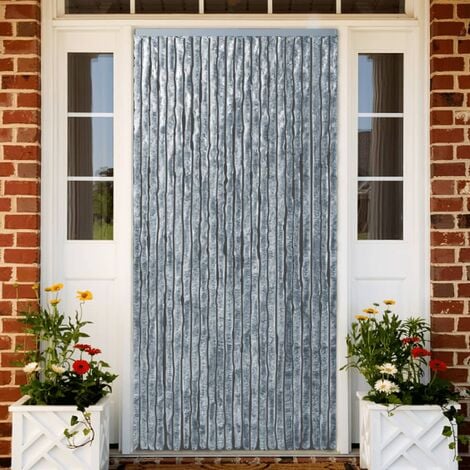 Rideau de porte en chenille bicolore Gris clair 90x220 cm