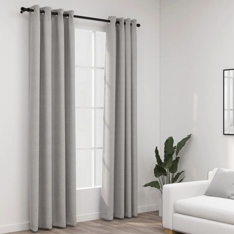 Oxford Grey Black Out Curtains With Eyelets 66 x 72