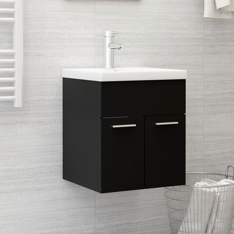 Royalton Sink Cabinet with Built-in Basin Black Engineered Wood