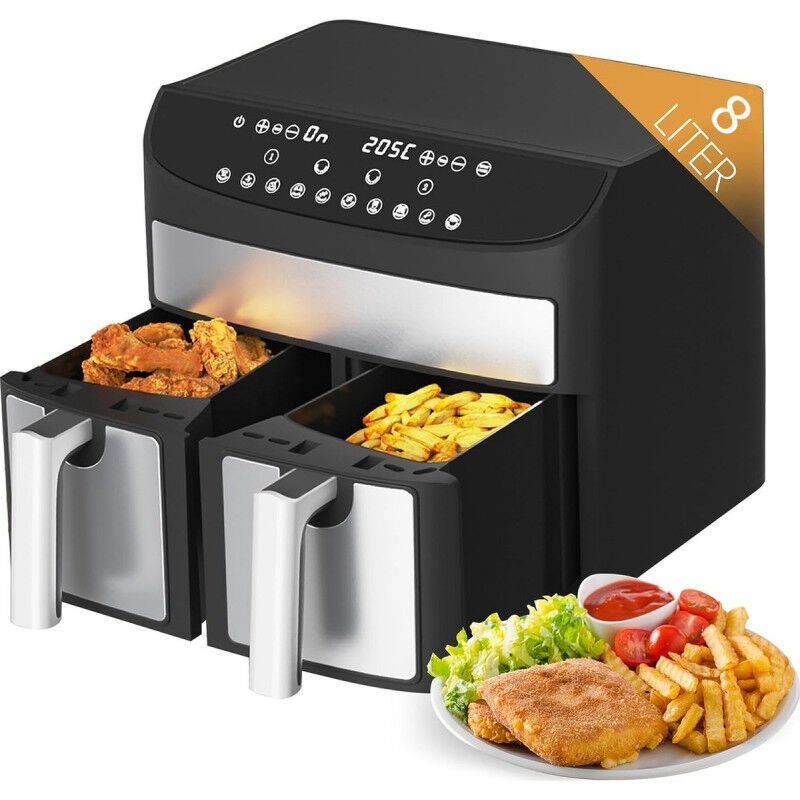 Royalty Line - Airfryer xxl &agrave; double compartiments - 2 x 8L - 2400W - Livraison gratuite