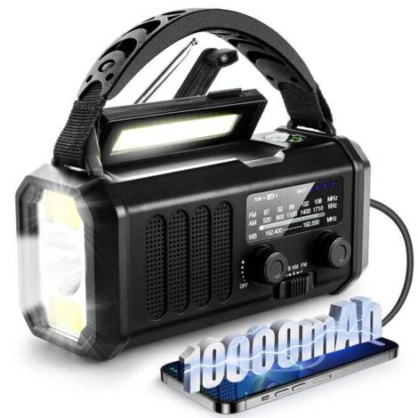 royaluxe - 1 radio météo solaire à manivelle avec chargeur de téléphone portable Type-C et lampe de poche sirène de survie SOS pour les voyages en extérieur.