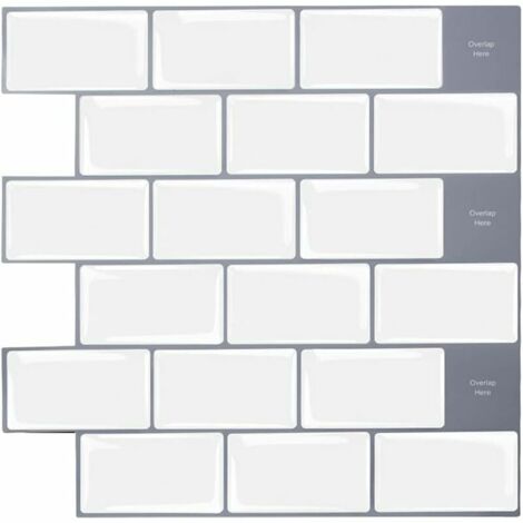 royaluxe - 10 Feuilles D'Autocollants 3D pour Carrelage De Cuisine, Autocollants pour Carrelage, DéCor De Carrelage De Salle De Bain, Autocollants Muraux ImperméAbles Blancs ,,30,5 X 30,5 Cm ,White