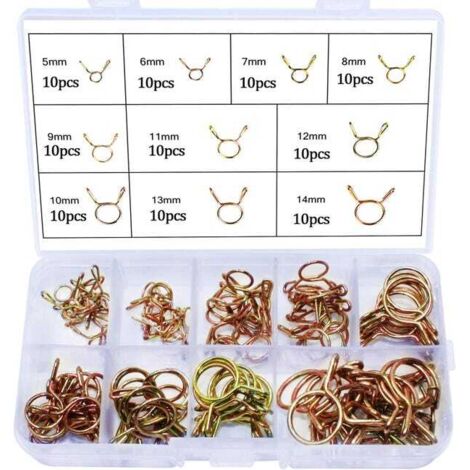 royaluxe - 100PCS Clip à Ressort Tuyau Collier Serrage Durite Essence Serre-joints à Tuyaux 5mm, 6mm, 7mm, 8mm, 9mm, 10mm, 11mm, 12mm, 13mm, 14mm