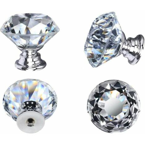 royaluxe - 10PCS Boutons de porte en cristal, 30mm Boutons de tiroir en verre Poignées de porte en cristal Poignées de diamant avec vis pour la maison Cuisine Bureau Coffre Poubelle Tiroir Décoration,