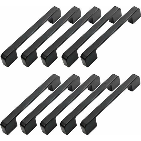 royaluxe - 10pcs poignées de porte noir en Alliage de zinc Poignées T Bar Bâton Cuisine Armoire Entraxe de Trous 96mm