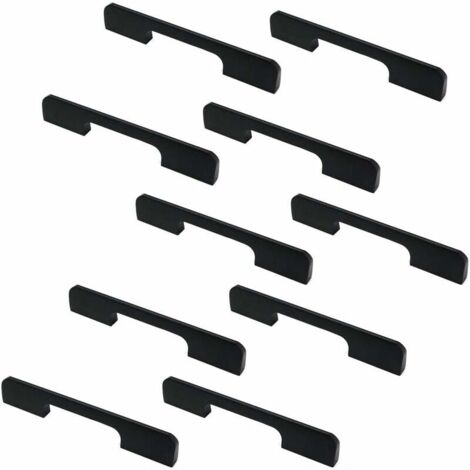 royaluxe - 10Pcs poignées de porte noir en Alliage de zinc Poignées T Bar Bâton Cuisine Armoire Entraxe de Trous128mm  Noir