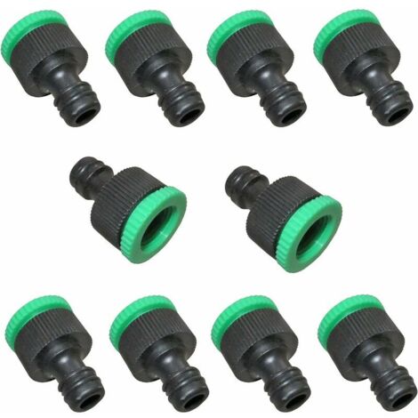 royaluxe - 10x Nez de Robinet adaptateurs Filetage Femelle 3/4'' et 1/2" vers raccord Rapide mâle 1/2" - en Plastique -pour Tuyau d'arrosage Noir,