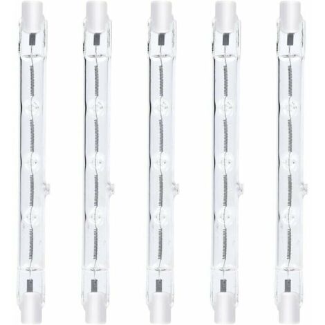royaluxe -118mm R7s Dimmable ampoule halogène crayon 300W Blanc Chaud 2800K r7s linéaire 3000lm AC220-240V J118 Project Halogène Linéaire pour l’éclairage de paysage, sécurité, lampadaire (5pcs) [Cl