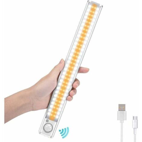 royaluxe -120 LED Dimmable sous le capt de mouvement de lumière d'armoire sous l'éclairage de placard batterie rechargeable USB sans fil portable