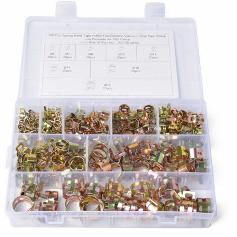 royaluxe - 160 PCS lip à Ressort Tuyau Serre, Serre-joints à Tuyaux Colliers de Clip à Ressort Durite Essence Tuyau Serrage