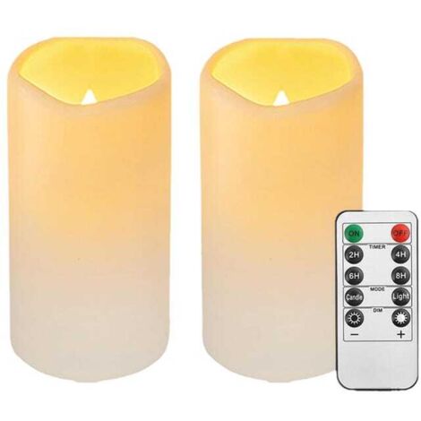 royaluxe - 2 Lot de bougies LED étanches avec télécommande 10 boutons, minuterie réglable, flamme réaliste pour déco maison, Halloween, Noël et fête