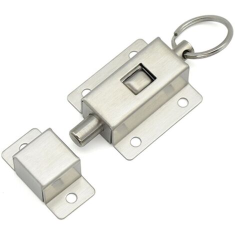 royaluxe - 2 pcs Boulons à ressort, Loquet Coulissant Automatique, Boulon à ressort coulissant en acier inoxydable, Avec vis, pour salle de bain chambre Porte des toilettes argent，