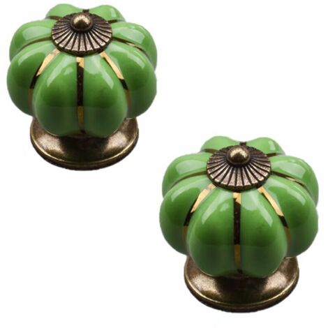 royaluxe - 2 Pcs Boutons Vintage De Citrouille En Céramique 40x40mm(Diamètre x Hauteur) , Poignee De Meuble Antique, Boutons De Portes Tiroirs Poignée De Traction Avec Vis Pour Cuisine Placard, Commod