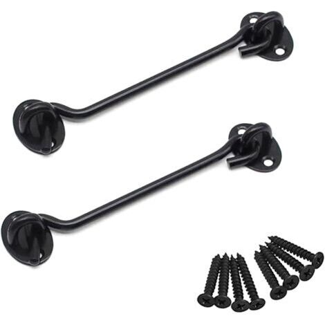 royaluxe -2 Pièces Crochet de Cabine Oeil Porte Loquet en Acier Inoxydable avec Vis 6 Pouces pour Les Portes de Garage de Porte de Hangar - Noir