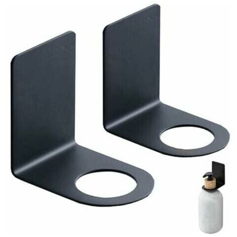 royaluxe - 2 Pieces Porte Distributeur Crochet, Porte Distributeur Savon Mural, Pompe à Savon Support, Distributeur de Shampooing Support, Noir Acier Inoxydable Porte-Shampooing pour Cuisine, Salle de
