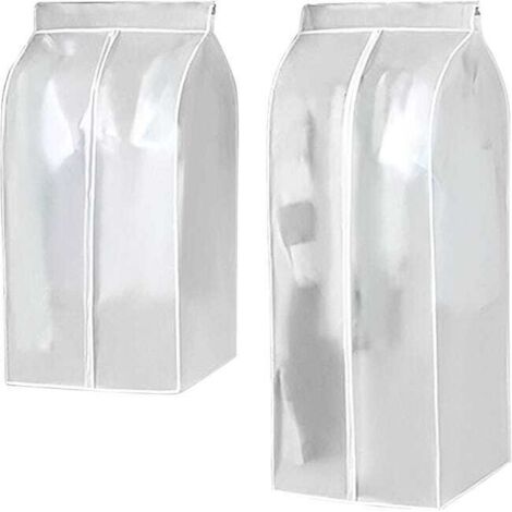 royaluxe - 2 pièces Sac à poussière pour vêtements, Housse penderie, Grande housse de protection anti-poussière et pour veste, manteau, costume (Trans
