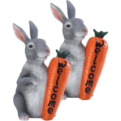 royaluxe -2 pièces Statue de Lapin Décorative Objets de Collection Sculptures d'Animaux Statue de Jardin de Lapin Décorations de Jardin de Lapin Décorations de Cour de Lapin Décorations de Jardin de C