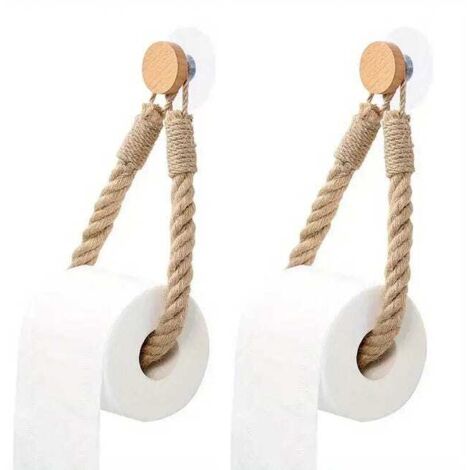 royaluxe - 2 porte-papier toilette en corde de chanvre, porte-rouleau de papier de salle de bain en corde tressée, porte-serviettes, sans perforation