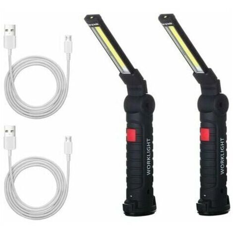 royaluxe - 2 X Lampe De Travail Cob Baladeuse Led Rechargeable Lampe Atelier Cob Torche Lampe De Poche Lampe De Travail Baladeuse Led Avec Base Magnétique Lampe D'Inspection Pour Randonnée, Camping