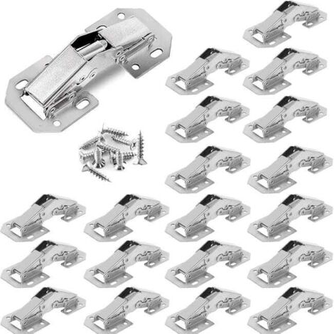 royaluxe - 20 PCS Charniere Porte Placard, 3 Pouces 90°Charniere Meuble, Charnières Penderie Commode Charnière pour Armoires de Porte Cuisine
