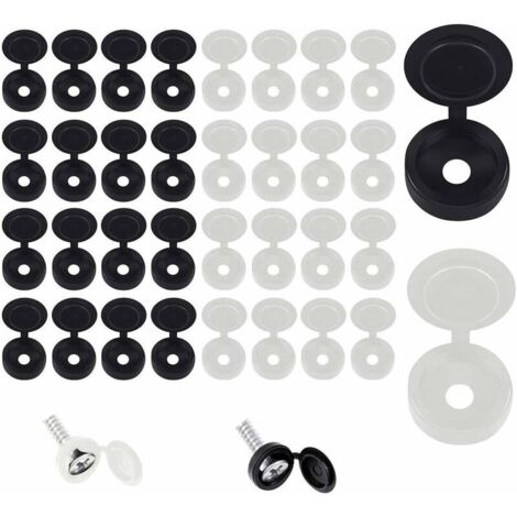 royaluxe - 200 Pièces Cache Vis Blanc et Noir, Bouchon à Vis en Plastique pour Décoration de Maisons, Armoires et Armoires de Meubles——,