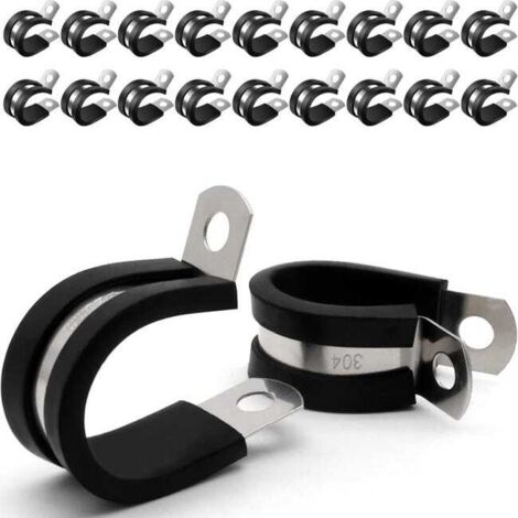 royaluxe - 20x Colliers de serrage avec garniture en caoutchouc, acier inoxydable Colliers de serrage à visser, 40mm