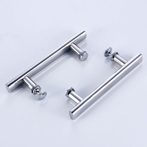royaluxe -2pcs 145mm (14.5cm) Cabine de Douche Verre Porte Paire Poignée Acier Inoxydable Poignée Ronde
