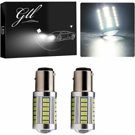 royaluxe -2pcs Blanc 1157 Ampoules LED P21W/5W BAY15D 2057 2357 7528 Ampoules LED avec 33-5730-SMD Pour Feux de Recul Feux de Freinage Feux Arrière Clignotants (DC 9-26V)