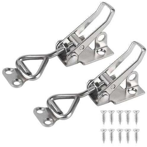 royaluxe - 2Pcs Loquet à Bascule Acier Inox Serrage Fermeture Capot a Levier Menuisier Pince Réglable pour Armoire Porte ,96×18×20mm