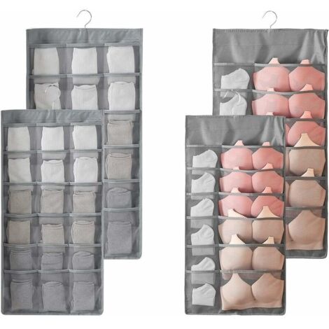 royaluxe - 2PCS Rangement à Suspendre Sac Organisateur de sous-vêtements pour Armoire Double-Face Penderie Placard Cintre étagères pour Les Soutiens-Gorge, sous-Vêtements, Cravates, Chaussettes, 30 Po