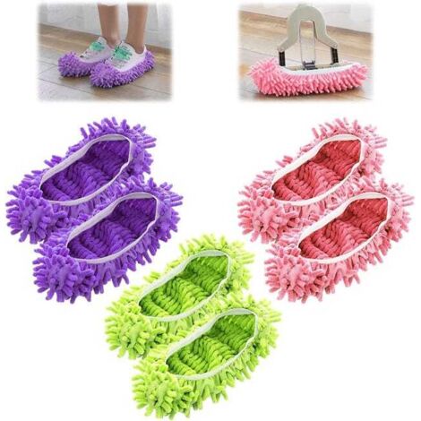 royaluxe - 3 Paires Chaussons Mop en Microfibre, Lavable Et Réutilisable Chaussons De Chaussons De Nettoyage pour Nettoyage des Sols, Salle De Bain, Cuisine