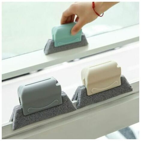 royaluxe - 3 pièces Brosse de Nettoyage de rainure , Brosse de Nettoyage pour fenêtres Magiques, Fenêtre Brosse de Nettoyage,Porte Coulissante Piste Brosse de Nettoyage (gris, bleu, beige)