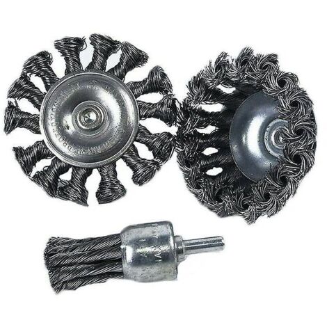 royaluxe -3 pièces brosse métallique perceuse fixation moyeu de roue ébavurage, élimination de la rouille, nettoyage de Barbecue