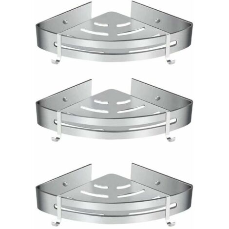 royaluxe - 3 pièces Salle De Bains Trépied Salle De Bains Étagère Support De Rangement Antirouille Triangle Panier Élégant Simplicité Étagère Argent