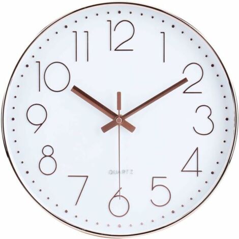 royaluxe - 30 CM Silent Non-Ticking Grande Horloge Murale silencieuse sans tic tac décorative pour Cuisine Salon Chambre Bureau (Or Rose)