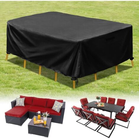 royaluxe -300cm Housse de Protection Salon de Jardin, Housse Salon de Jardin Rectangulaire, Housse Imperméable pour Canapés de Table Chaise, Bâche Extéri Salon de Jardin, 300x142x67cm