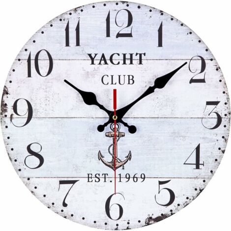 royaluxe - 30cm Horloge Murale Bois 12 Pouces Horloge Vintage Rétro Muet Pendule Murale Silencieuse sans Bruit Tic-Tac Chiffres Romains Arabes Décor Chambre Cuisine Salon Bureau Domicile