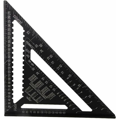royaluxe -30cm Rapporteur Triangle Alliage d'Aluminium Équerre Charpentier Triangle Metrique Professionnel Menuiserie Règle d'Angle Règle Triangulaire avec Rapporteur Outil de Mesure Noir,Lilaris