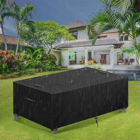 royaluxe - 315x160x74cm Housse de Meubles Étanche, Housse de Protection Salon de Jardin, 210D Polyester Taffetas Extérieur Protection de Meubles de Jardin pour Tables et Chaises de Jardin, Noir