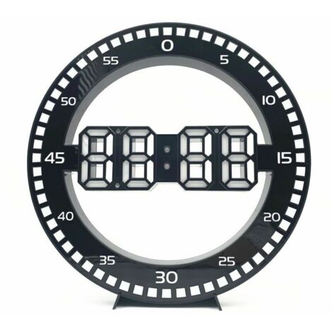 royaluxe - 3D cercle lumière LED horloge murale calendrier silencieux thermomètre horloge murale pour bureau école décor à la maison