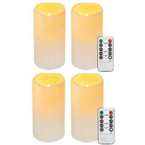 royaluxe - 4 Bougies LED Sans Flamme en Cire Véritable, Effet Flamme Vacillante Réaliste, Ivoire Goutte à Goutte avec Télécommande 10 Touches pour Mariage Maison