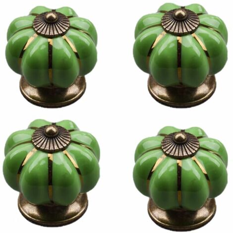 royaluxe - 4 Pcs Boutons Vintage De Citrouille En Céramique 40x40mm(Diamètre x Hauteur) , Poignee De Meuble Antique, Boutons De Portes Tiroirs Poignée De Traction Avec Vis Pour Cuisine Placard, Commod