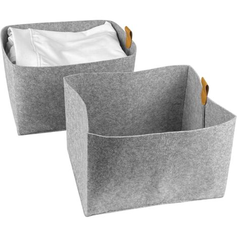 royaluxe - 4 Pièces Panier de Rangement en Feutre 23X26cm, Rectangulaires Boîte de Rangement Pliable, Panier en Tissu pour Cosmétiques, Vêtements(Gris)