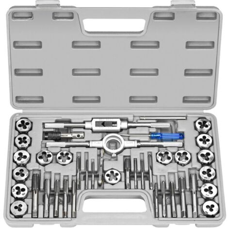 royaluxe -40 Pièces Coffret Tarauds et Filière Métrique M3-M12 Jeu de Tarauds avec Clé à Tarauder pour Couper Filetage Externe Interne