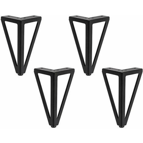 royaluxe - 4x Pieds de Table en Métal Triangulaires Noir 15 cm de Hauteur Pieds de Meubles de Style Moderne Convient pour Armoires Canapés