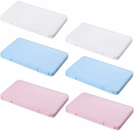 royaluxe - 6 Pack Sac de Rangement pour Masque Portable,Boîtes de Stockage Portables en Plastique avec Couvercles, Clip de Rangement Étui d'Organisateur Pliable, Antipoussière,Stockage Étanche (poudre