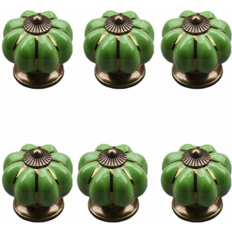 royaluxe - 6 Pcs Boutons Vintage De Citrouille En Céramique 40x40mm(Diamètre x Hauteur) , Poignee De Meuble Antique, Boutons De Portes Tiroirs Poignée De Traction Avec Vis Pour Cuisine Placard, Commod